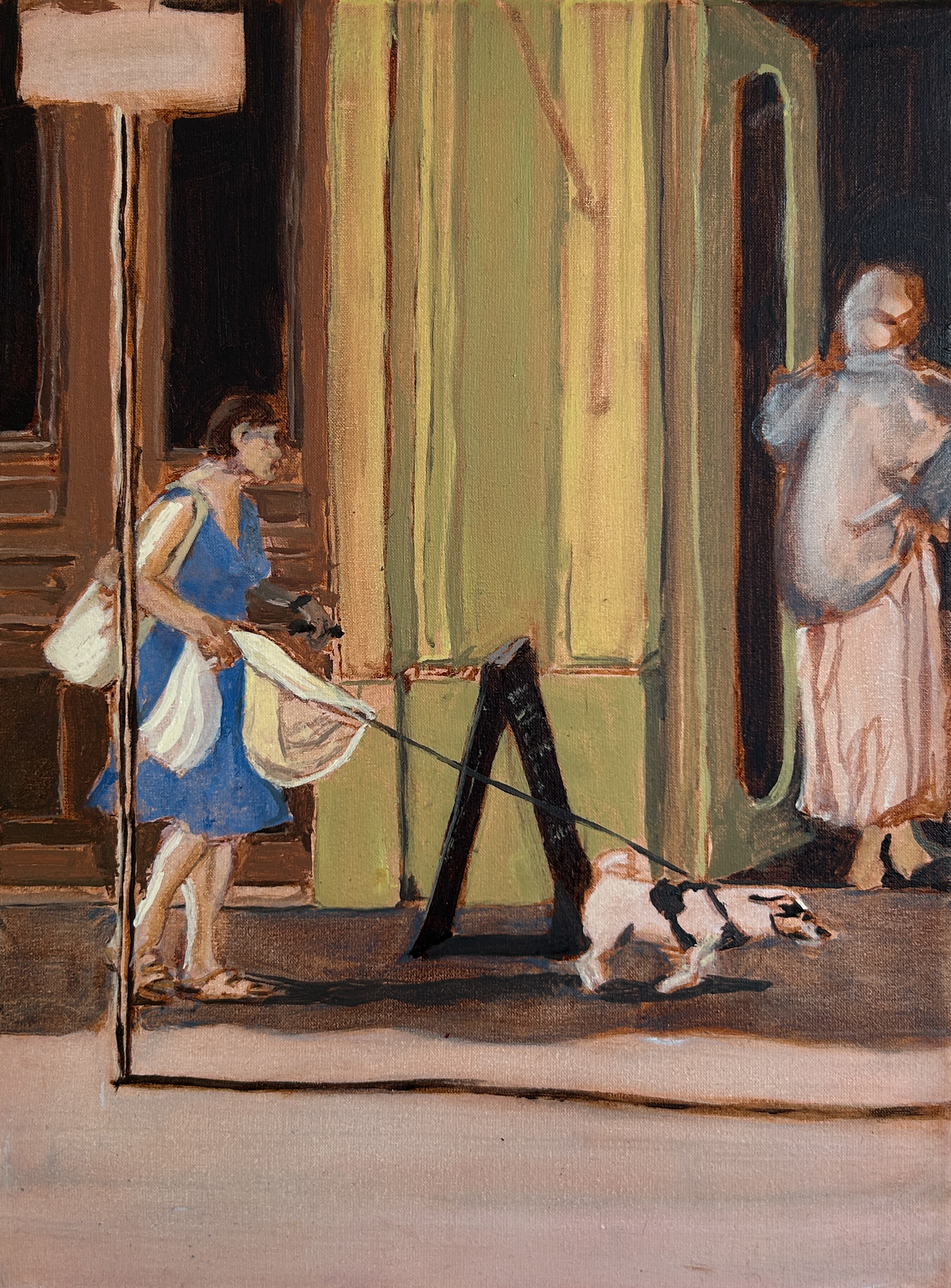 Lady walking dog by Marcelino Hooi